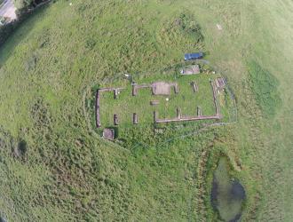 Aerial view of tithe barn - photo by James Ladell