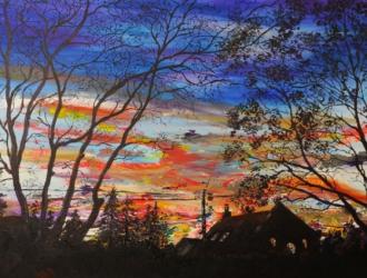 September Sunset Over The Chapel by Ned Pamphilon