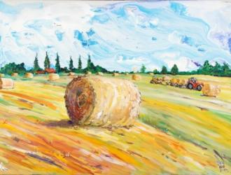 Straw Bales Approaching Coney Weston by Ned Pamphilon